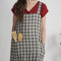 Tablier japonais en lin à dos croisé