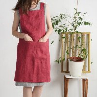 Tablier chasuble en lin à dos croisé