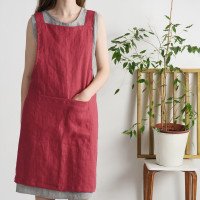 Tablier chasuble en lin à dos croisé