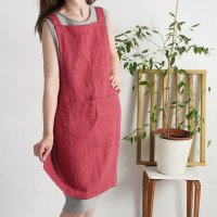 Tablier chasuble en lin à dos croisé