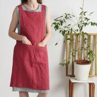 Tablier chasuble en lin à dos croisé
