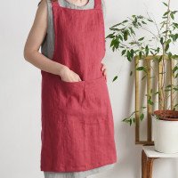 Tablier chasuble en lin à dos croisé