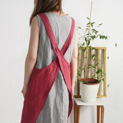 Pinafore linen apron, linen cross back apron
