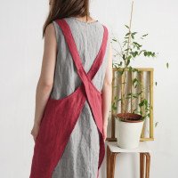 Tablier chasuble en lin à dos croisé