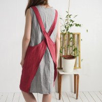 Tablier chasuble en lin à dos croisé