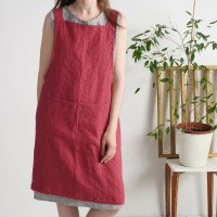 Tablier chasuble en lin à dos croisé