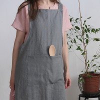 Tablier chasuble unisexe en lin à dos croisé