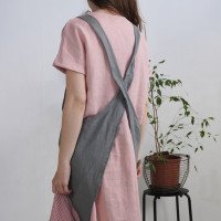 Tablier chasuble unisexe en lin à dos croisé