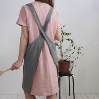 Tablier chasuble unisexe en lin à dos croisé