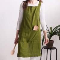 Tablier chasuble unisexe en lin à poches