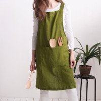 Tablier chasuble unisexe en lin à poches