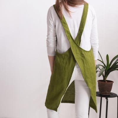 Tablier chasuble unisexe en lin à poches