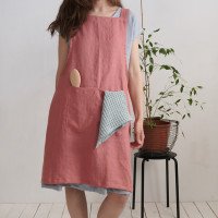 Tablier chasuble en lin doux
