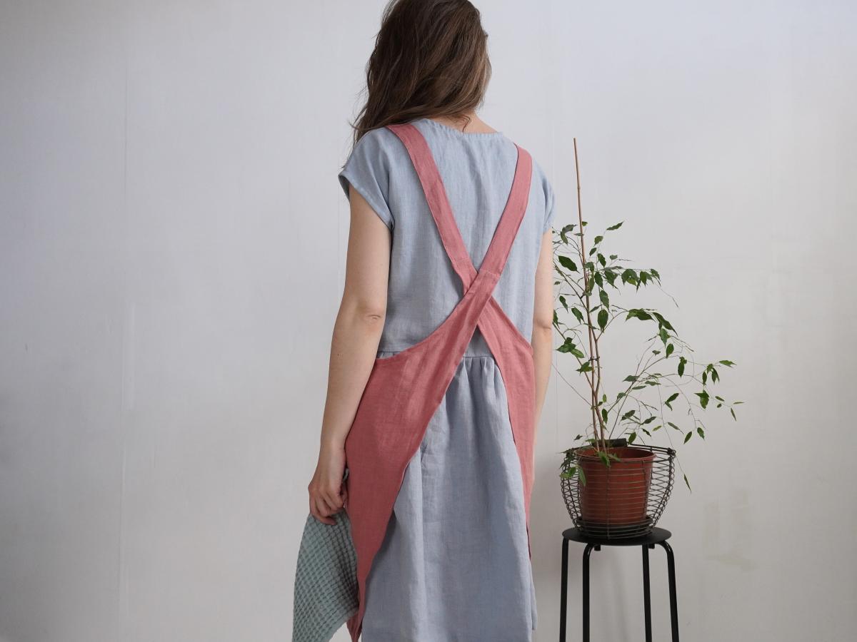 Tablier chasuble en lin doux