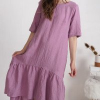 Robe longue bohème de grossesse en lin à volant CONGO