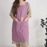 Tablier chasuble en lin à dos croisé et poches