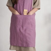 Tablier chasuble en lin à dos croisé et poches