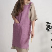 Tablier chasuble en lin à dos croisé et poches