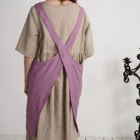 Tablier chasuble en lin à dos croisé et poches