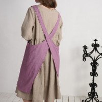 Tablier chasuble en lin à dos croisé et poches
