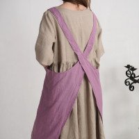 Tablier chasuble en lin à dos croisé et poches
