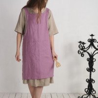 Tablier chasuble en lin à dos croisé et poches