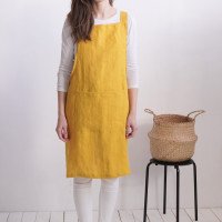 Tablier chasuble en lin à dos croisé
