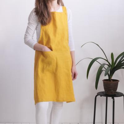 Tablier chasuble en lin à dos croisé