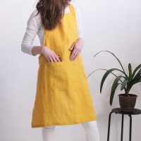 Tablier chasuble en lin à dos croisé