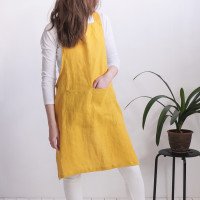 Tablier chasuble en lin à dos croisé