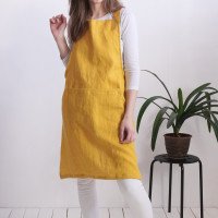 Tablier chasuble en lin à dos croisé
