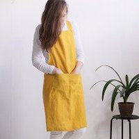 Tablier chasuble en lin à dos croisé