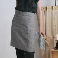 Demi-tablier de cuisine en lin à poches
