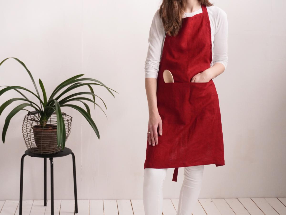 Tablier unisexe en lin pour la cuisine et le jardin