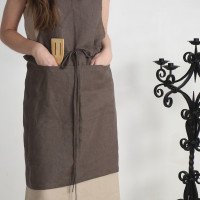 Tablier de cuisine unisexe en lin à bavette