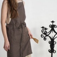 Tablier de cuisine unisexe en lin à bavette