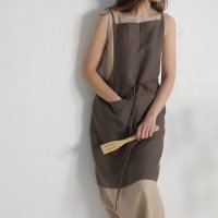Tablier de cuisine unisexe en lin à bavette