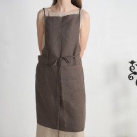 Tablier de cuisine unisexe en lin à bavette