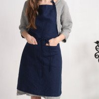 Tablier unisexe en lin à bavette et poches