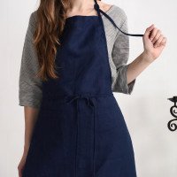 Tablier unisexe en lin à bavette et poches