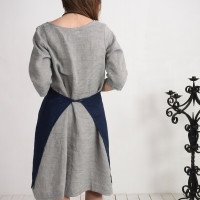 Tablier unisexe en lin à bavette et poches