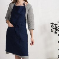 Tablier unisexe en lin à bavette et poches