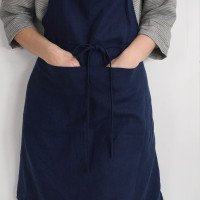 Tablier unisexe en lin à bavette et poches
