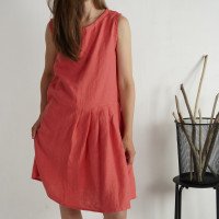 Robe asymétrique en lin sans manches MADREDE