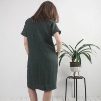 Robe midi en lin à col V et poches INDUS