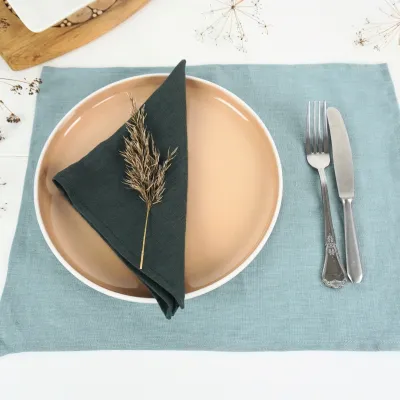 Washed soft linen table placemats, table linens