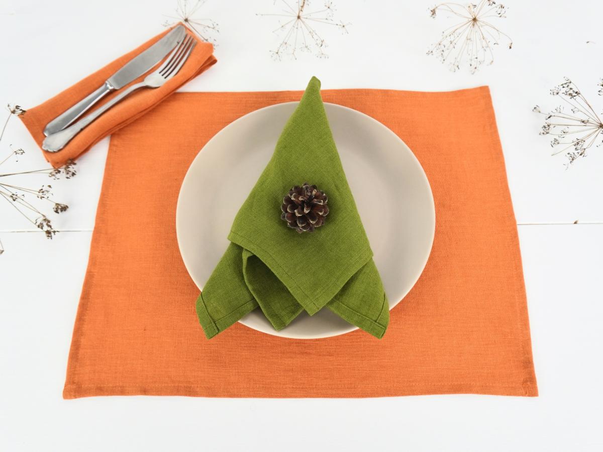 Serviettes de table en lin naturel