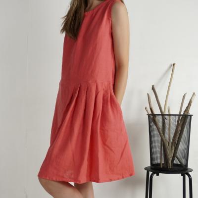 Robe asymétrique en lin sans manches MADREDE