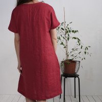 Robe midi en lin à col V et poches INDUS
