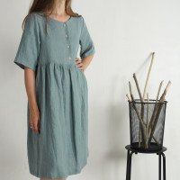 Robe midi ample d’allaitement en lin boutonnée OTTAWA